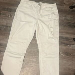 Royalty For Me- Distressed White Jeans